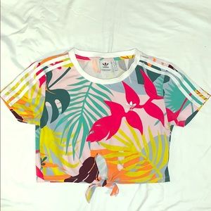 Adidas Originals Cropped T-shirt w/ Tie at Hem